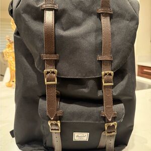 Herschel backpack black and tan gently used